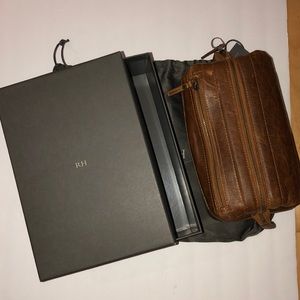Italian leather brown travel pouch